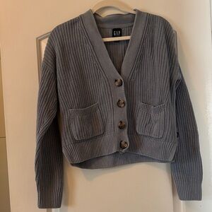 GAP Women's Chunky Knit Button-Front Cardigan - Blue Gray